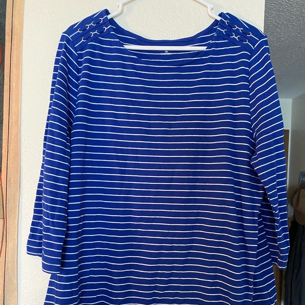 Women’s blue and white striped top